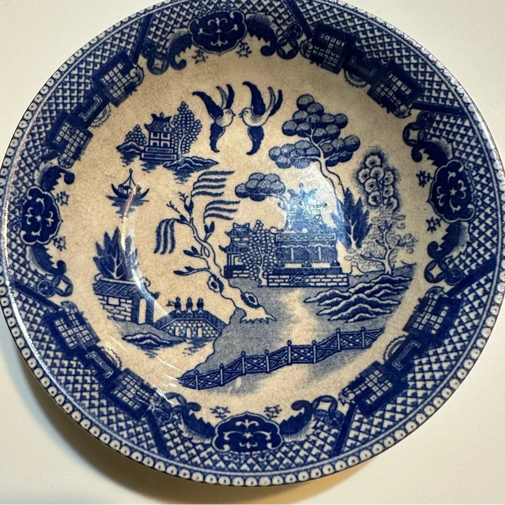 Four Blue Willow Vintage Fruit Bowls Made In Japan